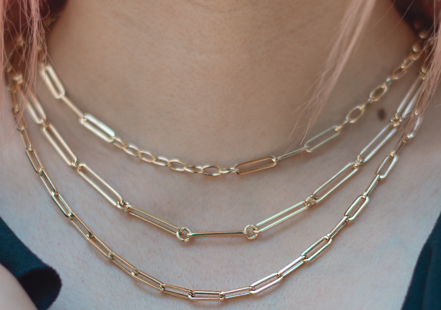 18K Yellow Gold Paperclip Necklace – KAPES Fine Jewelry